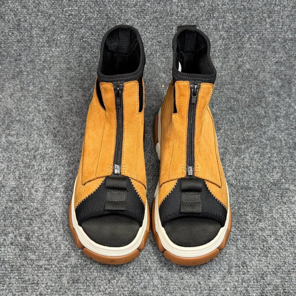 Timberland Adley Way Peep Tow Sneaker Women's 8.5 Wheat Leather Front Zip Sandal - Picture 3 of 11